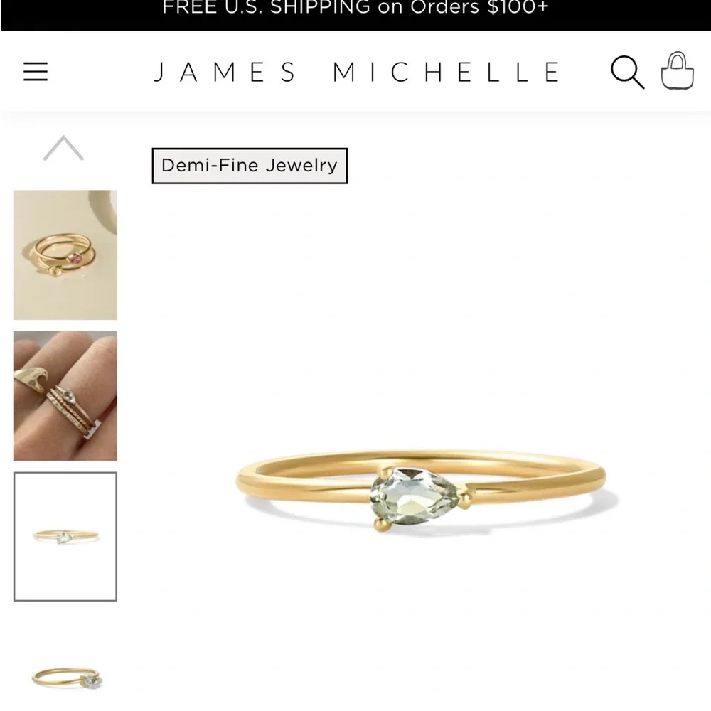 James Michelle Paradise demi fine ring green amethyst sz 5 - Picture 1 of 4